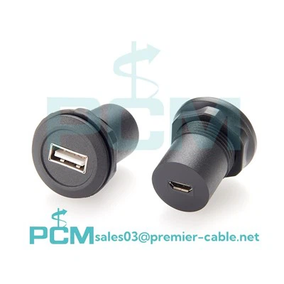 USB A Female Għal Mikro USB B Female Round Panel Mount Adapter