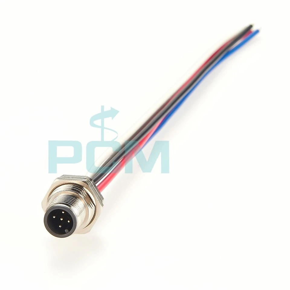 M12 A Code 5 Pin A Coding Male Chassis mount cable