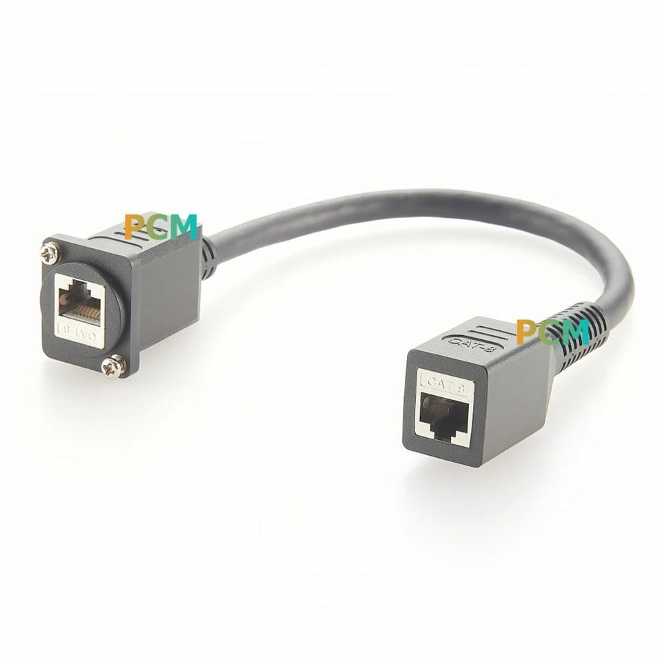 RJ45 Female To Female CAT6 CAT8 Panel Mount Cable